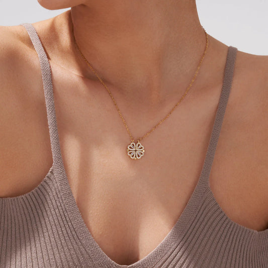Heart Four Leaf Clover Necklace